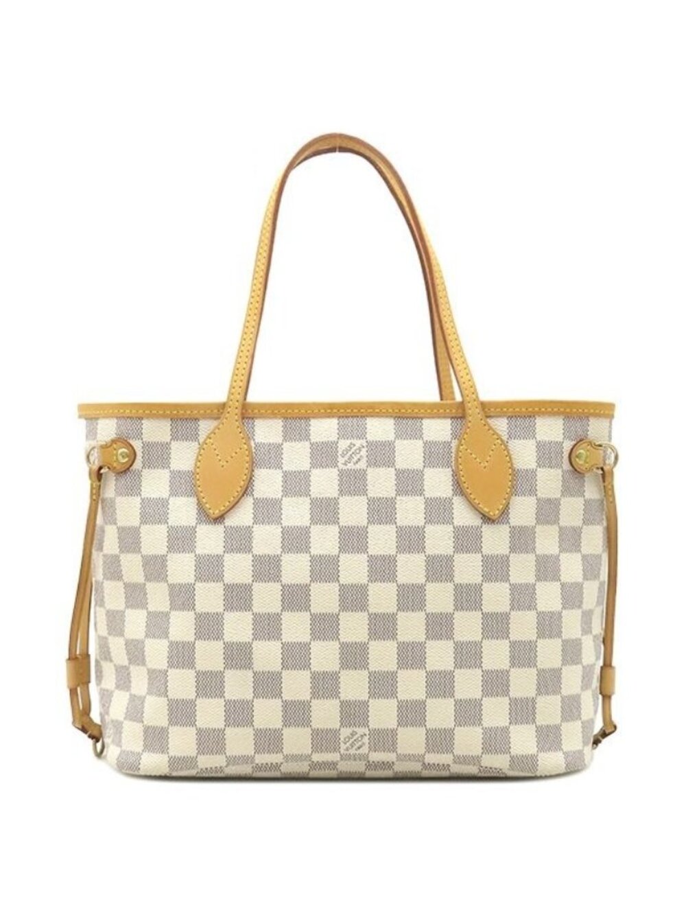 Louis Vuitton Tote Bag Neverfull PM Damier Azur Canvas Gold Beige